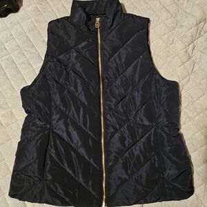 Genuine Michael Kors Women's Collared Puffer Vest Navy Blue Size Large